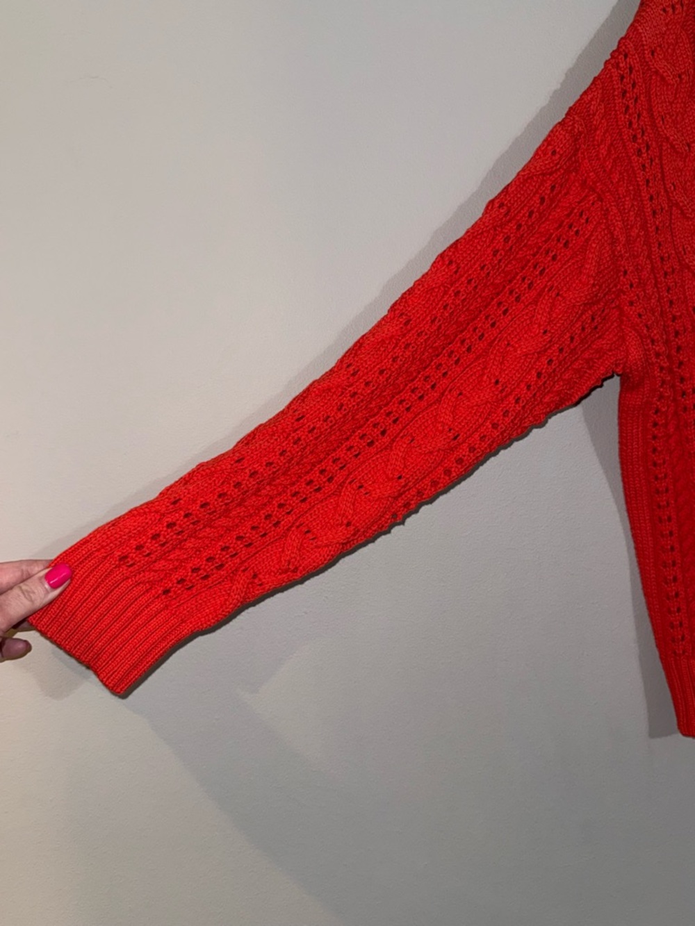 Time and Tru Red Cable-Knit Button Cardigan Sweater Small BNWT - Picture 4 of 6